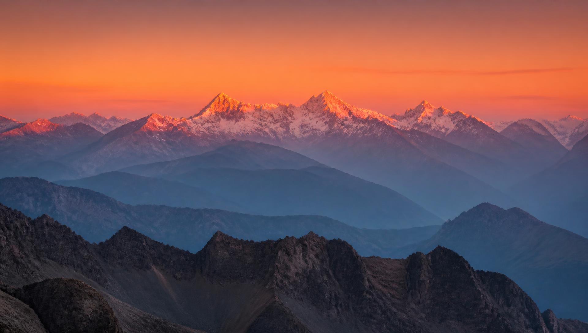 Sommets des Alpes suisses au coucher du soleil